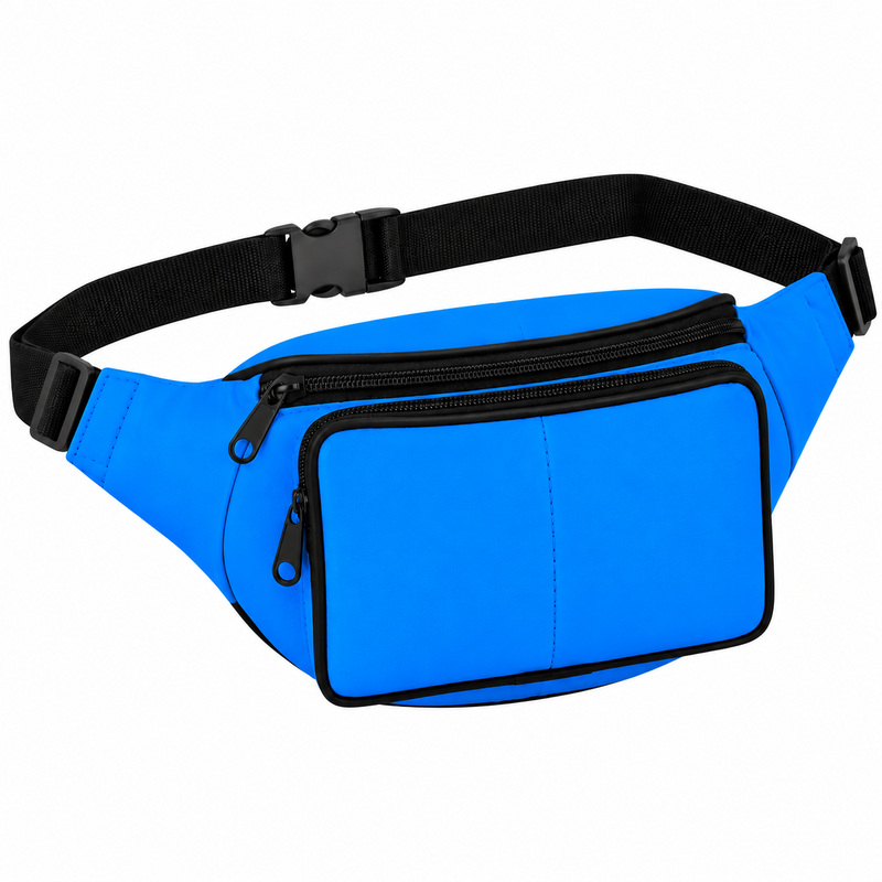 (image for) BB-07 Blue Leather Bumbag W/3 Zips (New)